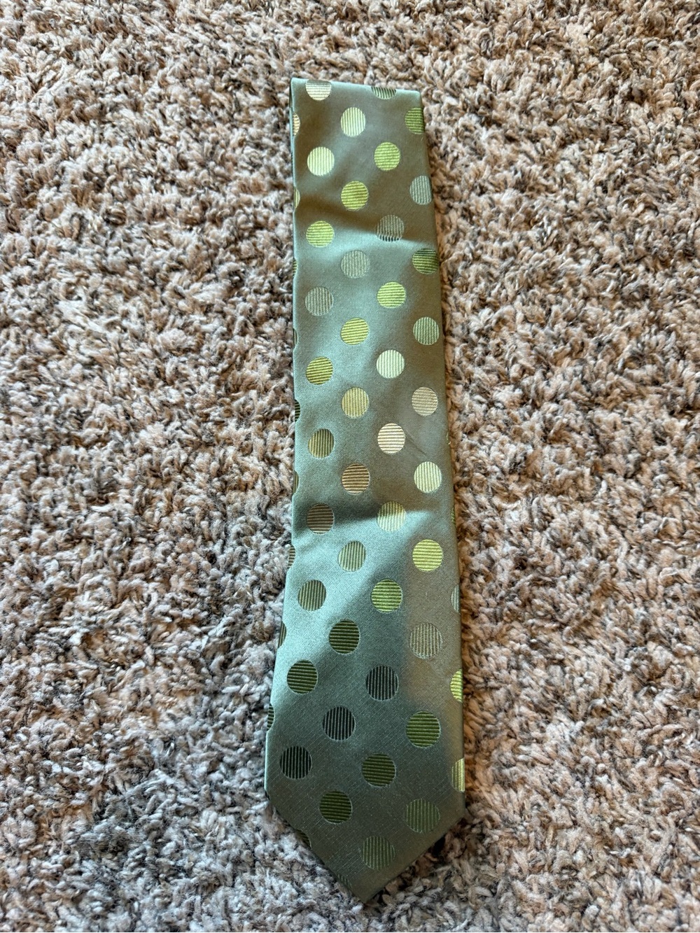 BCBG Attitude Olive Green Polka Dot 100% Silk Necktie